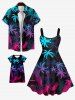 Ombre Coconut Tree Palm Leaf Print Plus Size Matching Hawaii Beach Outfit For Family -  
