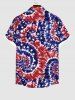 Plus Size American Flag Spiral Tie Dye Print Buttons Pocket Hawaii Shirt For Men -  