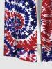 Plus Size American Flag Spiral Tie Dye Print Buttons Pocket Hawaii Shirt For Men -  