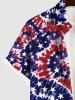 Plus Size American Flag Spiral Tie Dye Print Buttons Pocket Hawaii Shirt For Men -  