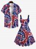 Plus Size American Flag Spiral Tie Dye Print Hawaii Tank Dress -  