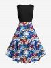 Plus Size Daisy Flower Oil Painting Print Hawaii 1950s Vintage Dress -  