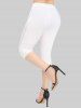 Plus Size Crochet Hollow Out Lace Trim Pockets Capri Leggings -  