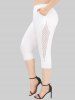 Plus Size Crochet Hollow Out Lace Trim Pockets Capri Leggings -  