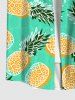 Plus Size Pineapple Fruit Print Hawaii Button Pocket Shirt For Men -  