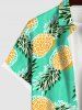 Plus Size Pineapple Fruit Print Hawaii Button Pocket Shirt For Men -  