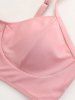 Maillot de Bain Tankini Noué Fleur de Pêcher Plongeant 3 Pièces - Rose clair L | US 12
