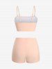 Maillot de Bain Tankini Feuille de Palmier et Cocotier Imprimés 3 Pièces - orange clair 3X | US 22-24