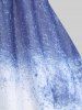 Plus Size Cold Shoulder Splatter Tie Dye Print Heart Buckle Strappy Top -  