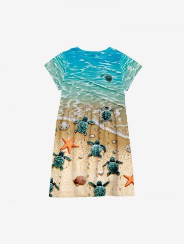 Sea Creatures Turtle Starfish Shell Beach Print Plus Size Matching Hawaii Beach Outfit For Family