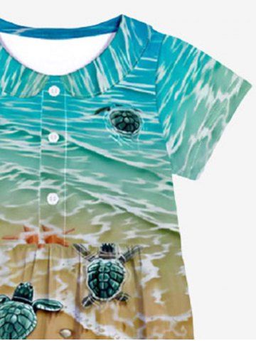 Sea Creatures Turtle Starfish Shell Beach Print Plus Size Matching Hawaii Beach Outfit For Family