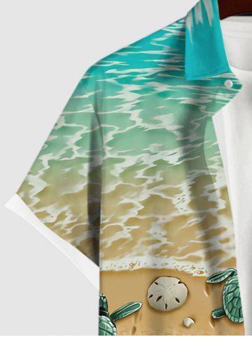 Sea Creatures Turtle Starfish Shell Beach Print Plus Size Matching Hawaii Beach Outfit For Family