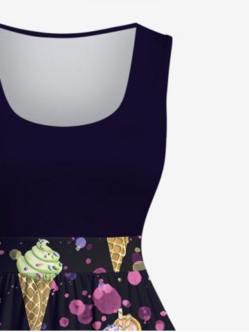 Plus Size Ice Cream Painting Splatter Print 1950s Vintage A Line Dress
