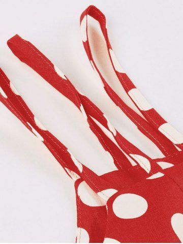 Plus Size Polka Dot Print Tie Bowknot Vintage Tank Dress