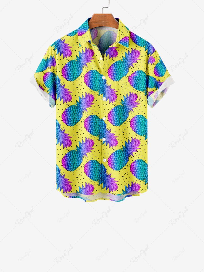 Best Kid's Ombre Pineapple Pin Dot Print Hawaii Button Pocket Shirt  