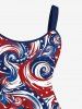 Patriotic American Flag Sea Waves Print Plus Size Matching Outfit For Couples -  