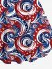 Patriotic American Flag Sea Waves Print Plus Size Matching Outfit For Couples -  