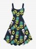 Skull Pineapple Heart Ice Cream Print Dress and Button Shirt Plus Size Matching Hawaii Beach Outfit For Couples -  