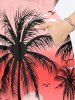 Plus Size Coconut Tree Sea Beach Ombre Sky Sun Printed Hawaii Split Pocket A Line Dress -  