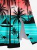 Plus Size Coconut Tree Sea Beach Ombre Sky Sun Printed Hawaii Split Pocket A Line Dress -  