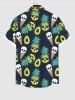 Plus Size Skull Pineapple Heart Ice Cream Print Hawaii Button Pocket Shirt For Men -  