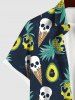 Plus Size Skull Pineapple Heart Ice Cream Print Hawaii Button Pocket Shirt For Men -  