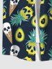 Plus Size Skull Pineapple Heart Ice Cream Print Hawaii Button Pocket Shirt For Men -  
