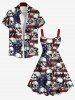 Plus Size American Flag Skulls Print Tank Dress -  