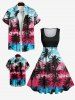 Coconut Tree Colorblock Cloud Birds Print Plus Size Matching Hawaii Beach Outfit For Family -  
