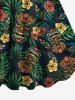 Plus Size Tiki Mask Palm Leaf Hibiscus Flowers Print Hawaii Tank Dress -  