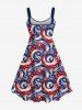 Plus Size American Flag Sea Waves Print Hawaii Tank Dress -  