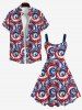 Plus Size American Flag Sea Waves Print Hawaii Tank Dress -  