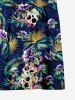 Kid's Coconut Tree Leaf Skull Floral Print Hawaii Button Dress -  
