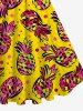 Plus Size Pineapple Print Hawaii 1950s Vintage Dress -  