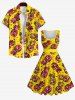 Plus Size Pineapple Print Hawaii 1950s Vintage Dress -  