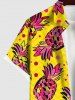 Plus Size Pineapple Print Hawaii Pocket Buttons Shirt For Men -  