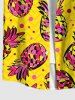 Plus Size Pineapple Print Hawaii Pocket Buttons Shirt For Men -  