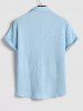 Men's Checkerboard Textured Button Up Short Sleeves Shirt -  