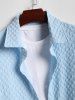 Men's Checkerboard Textured Button Up Short Sleeves Shirt -  
