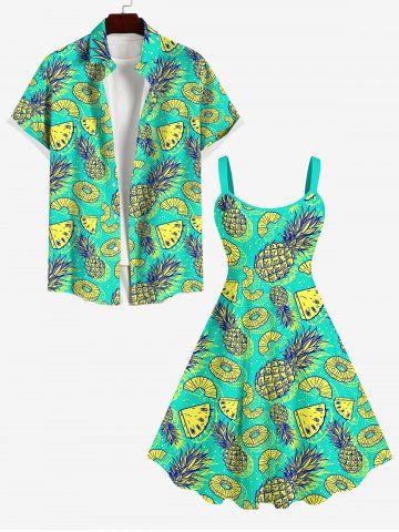 Plus Size Pineapple Print Hawaii Tank Dress 53 OFF Rosegal