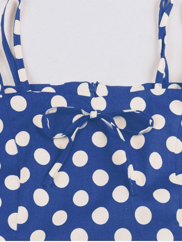 Plus Size Polka Dot Print Tie Bowknot Vintage Tank Dress