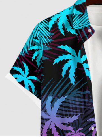 Ombre Coconut Tree Palm Leaf Print Plus Size Matching Hawaii Beach Outfit For Family