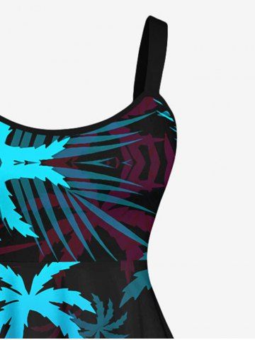 Ombre Coconut Tree Palm Leaf Print Plus Size Matching Hawaii Beach Outfit For Family