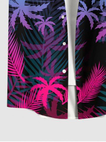 Ombre Coconut Tree Palm Leaf Print Plus Size Matching Hawaii Beach Outfit For Family