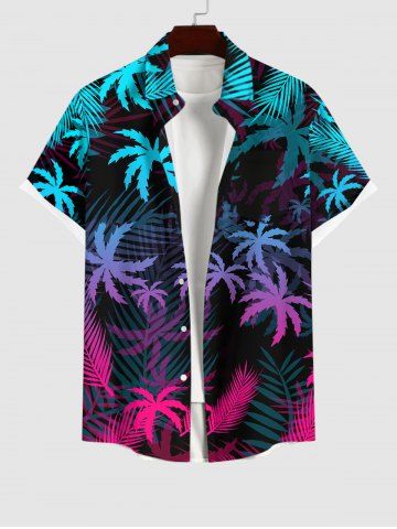 Ombre Coconut Tree Palm Leaf Print Plus Size Matching Hawaii Beach Outfit For Family