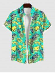 Plus Size Pineapple Print Hawaii Buttons Pocket Hawaii Shirt For Men -  