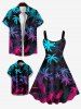 Ombre Coconut Tree Palm Leaf Print Plus Size Matching Hawaii Beach Outfit For Family -  