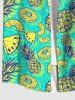 Plus Size Pineapple Print Hawaii Buttons Pocket Hawaii Shirt For Men -  