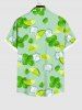 Plus Size Green Tangerine Ice Mint Print Hawaii Button Pocket Shirt For Men -  