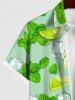 Plus Size Green Tangerine Ice Mint Print Hawaii Button Pocket Shirt For Men -  